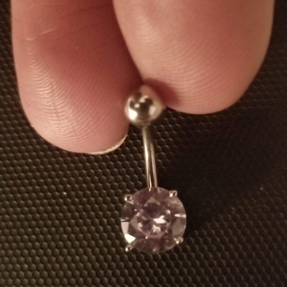 Surgical steel naval ring w gem